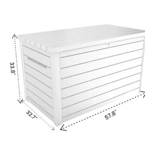 230 Gallon Deck Storage Box Outdoor Patio Container – Weather-Resistant, Lockable Outdoor Storage Solution for Patio, Garden, and Poolside (White)