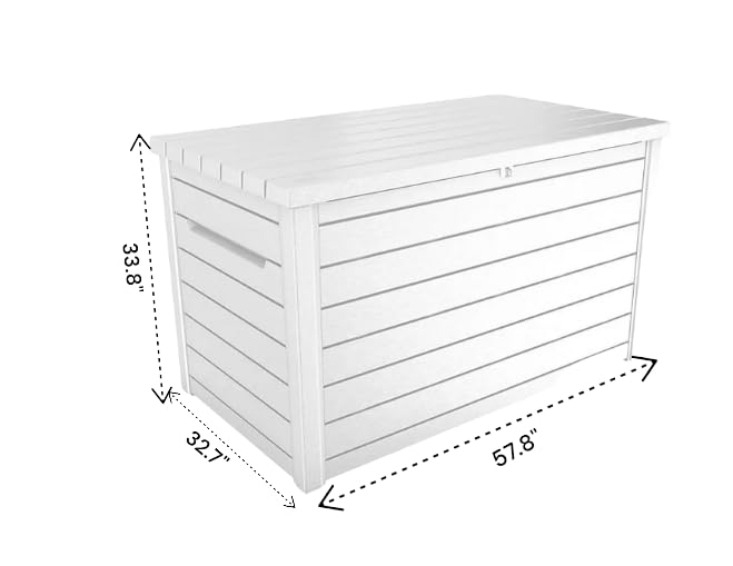 230 Gallon Deck Storage Box Outdoor Patio Container – Weather-Resistant, Lockable Outdoor Storage Solution for Patio, Garden, and Poolside (White)