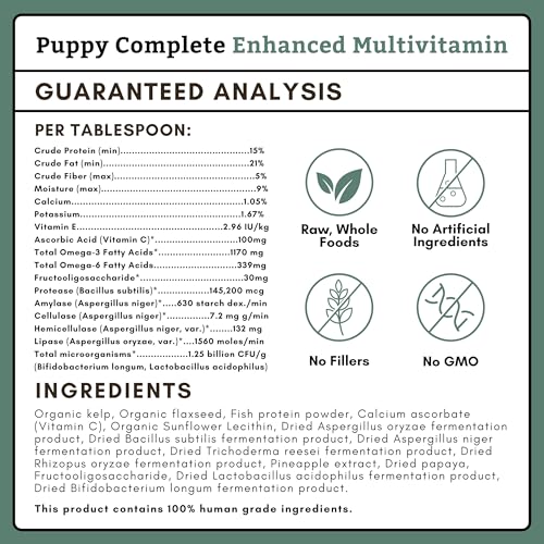 Wholistic Pet Organics Puppy Vitamins - 8 Oz - Coat Support Powder for Dogs, Dog Itching Skin Relief Powder, Skin and Coat Supplement with Omega 3