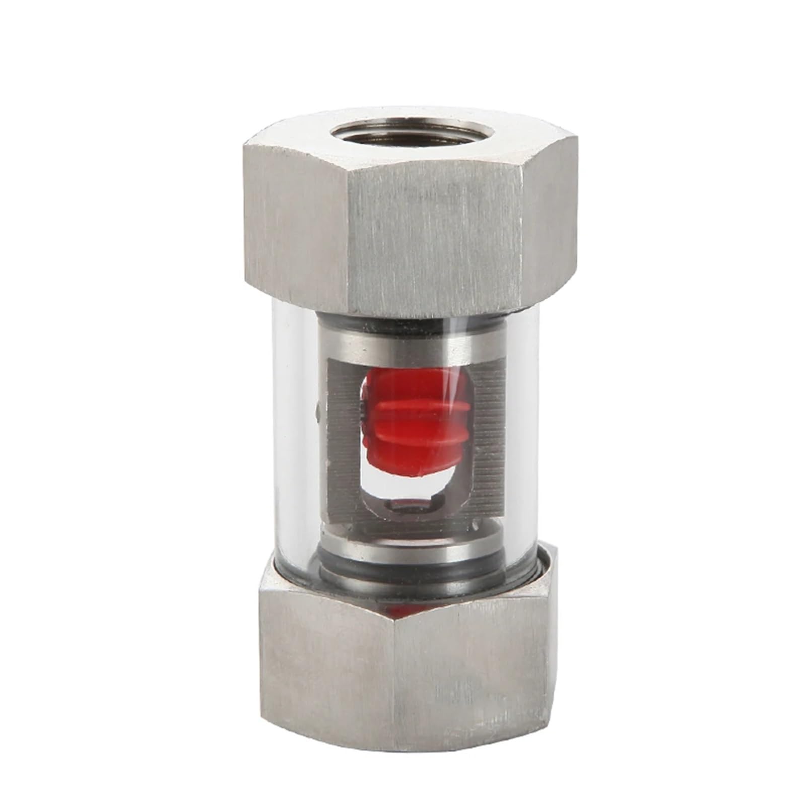 1/4" 3/8" 1/2" 3/4" 1" BSPT Female in-Line 304 Stainless Steel Window Sight Flow Indicator with Impeller Hydraulic Oil Water(1/4")