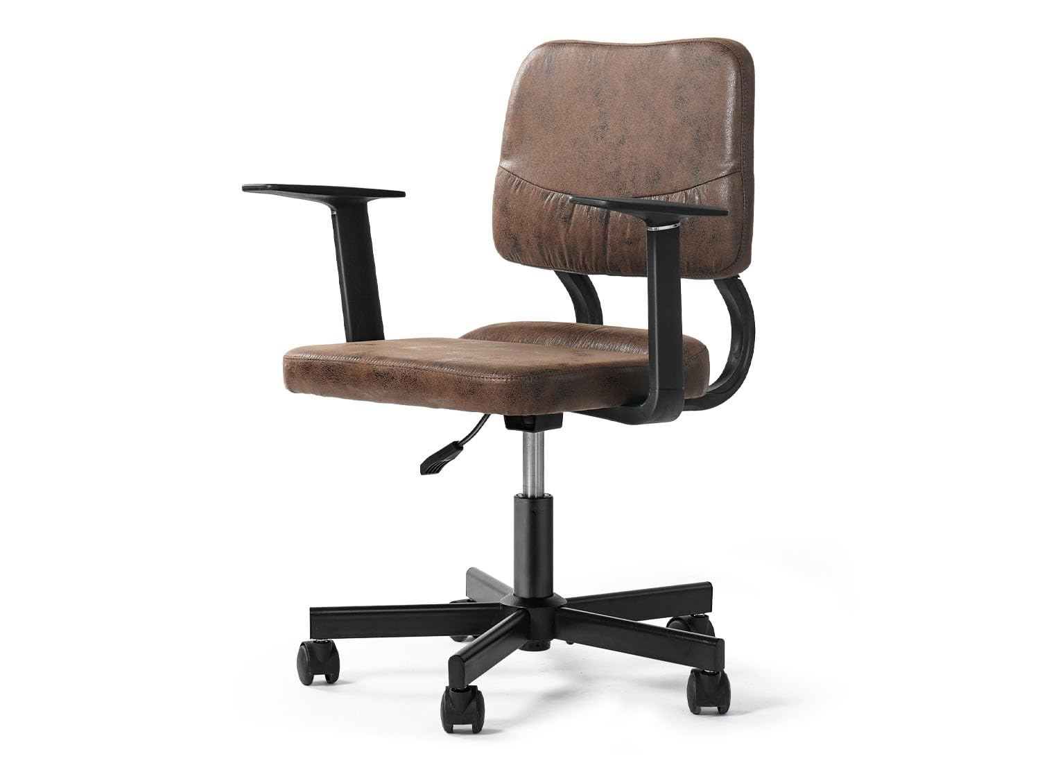 FEZIBO Home Office Desk Chair, Modern Office Chair Mid Back, Swivel Rolling Chair with Wheels, Height Adjustable Computer Tsak Chair, Brown