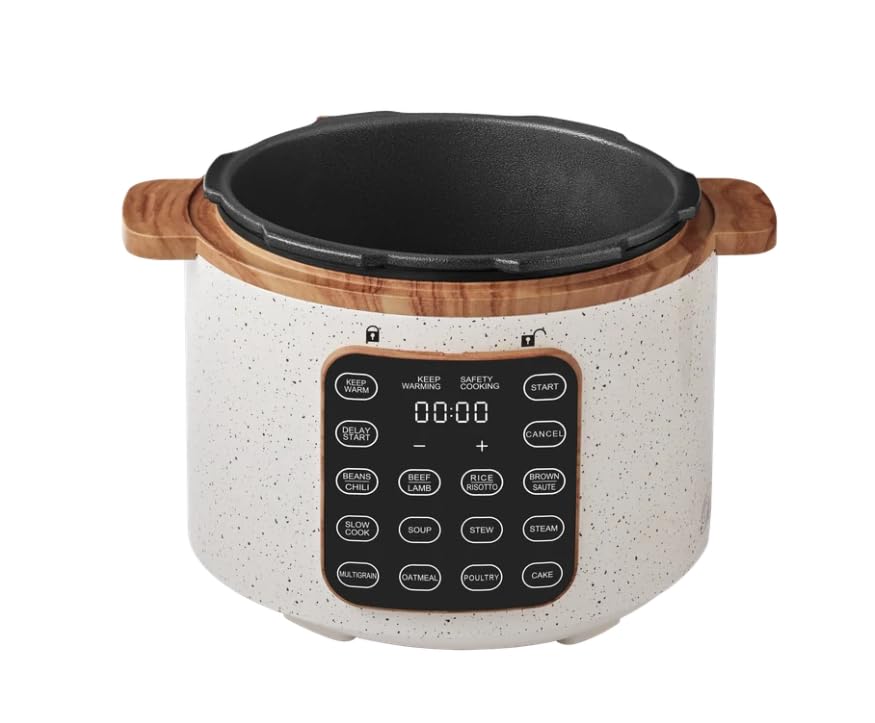 Generic The Pioneer 2 Woman 6 Qt Pressure Cooker,Linen Speckle,Wood Grain, Blinking Display, Touch Control