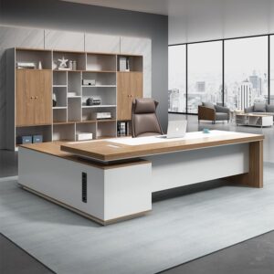 LITFAD L-Shaped Office Computer Desk with Secure Drawer, CPU Cabinet and Cord Management Modern Wood Executive Desk Writing Desk Boss Table Office Furniture, Without Chairs, 71" L x 63" W x 30" H