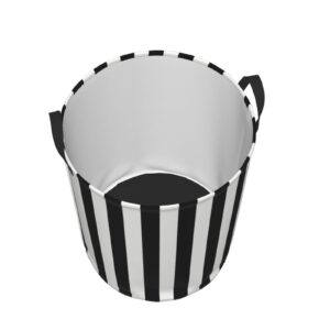 Black And-White Stripes Cartoon Cute Laundry Hamper Circular Laundrys Basket Waterproof Foldable Storage Clothes Bag