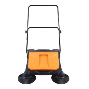 walk-behind hand push floor sweeper, 26.77 * 27.17 * 36.61in sweeping width floor sweeper manual manual, hand-push sweeping sweeper, angle & height adjustable folding handle for walkway, yard, garage