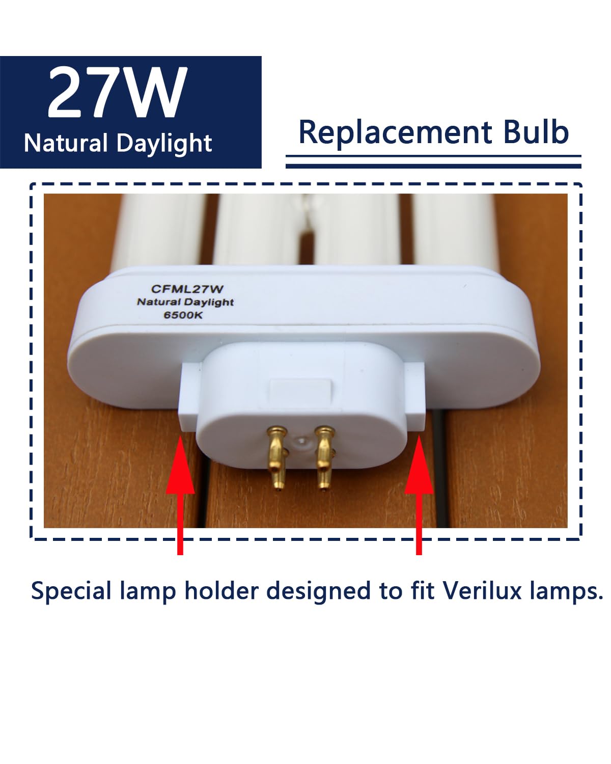 Valoisa CFML27VLX Natural Daylight Spectrum Fluorescent Light Bulb,Replacement for VERILUX CFML27VLX,6500K