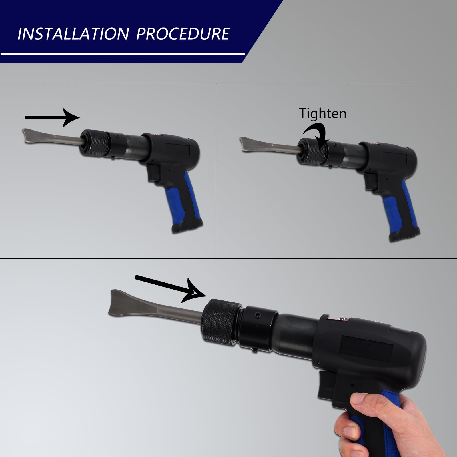 HYFN 13Piece Air Hammer Set Heavy Duty Rubber Sleeve Handle Chisel Reholder 20000RPM Air Hammer Alloy Steel Heat Treatment Ergonomics Air Chisel Air Hammer Tools