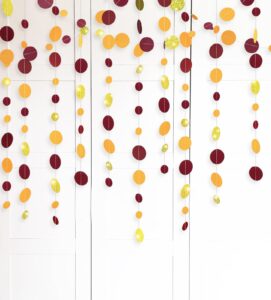 fall birthday party decorations/fall bridal shower decorations thanksgiving party decorations burgundy orange gold circle paper garlands/fall party decorations