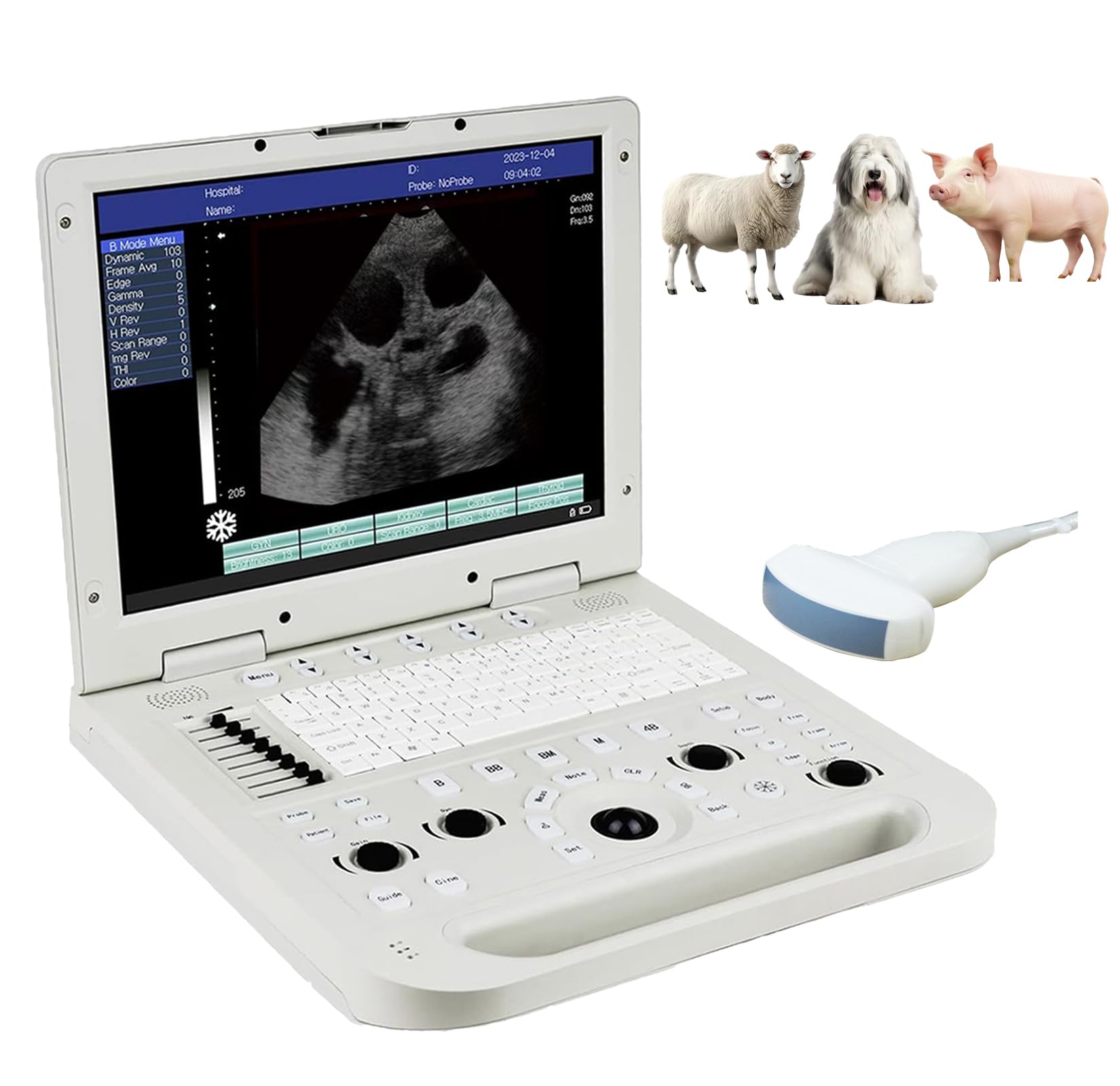 JZRYL Portable Vet/Veterinary B-Ultrasound Scanner with 3.5Mhz Convex Probe for Horse,Goat,Cow,Sheep and Pig use (3.5 MHz Convex Probe)