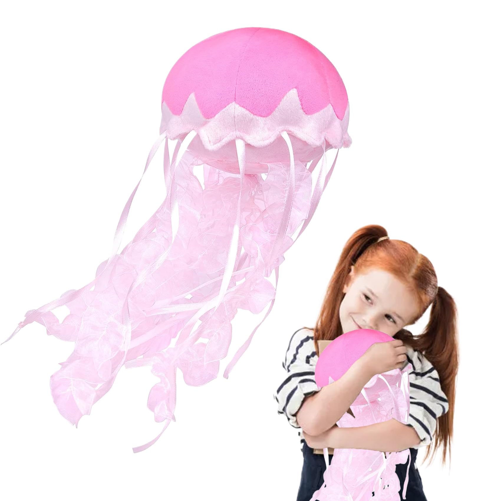 KAYBOBEZK Jellyfish Plush, Jellyfish Stuffed Animal Toy, Simulation Cute Pink Jelly Fish Plush Pillow Room Decor Toy, Unique Plush Gifts for Kids