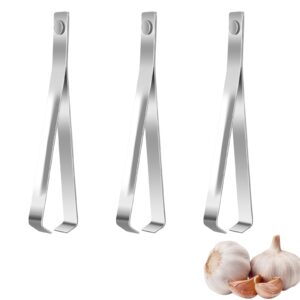 3pcs stainless steel garlic peeler, diagonal tweezers, vegetables peeler garlic skin remover, fish bone tweezers, chicken, duck, meat hair extractor portable garlic peeling clips