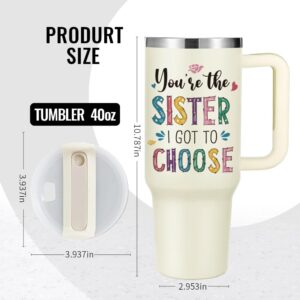 Rimasol Sister Tumbler Sister Gifts for Women You Are The Sister I Got to Choose 40oz Tumbler with Handle Christmas Birthday Gift for Soul Sister Friendship Gifts for Woman Sisters Gifts from Sister