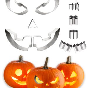 JVAENOUSN Halloween Pumpkin Carving Kit 12 Pcs Pumpkin Carving Tools Easy Professional Pumpkin Carving Cookie Cutters Stencils for Family Adults