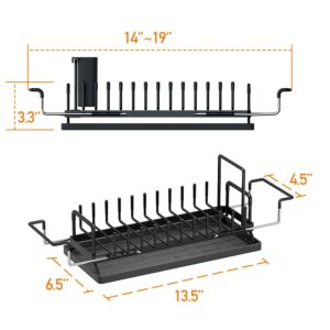 TOOCA BEAR Expandable Small Dish Drying Rack, Stainless Steels Over Sink Dish Drainer with Silicone Drying Tray Dish Racks for Kitchen Counter