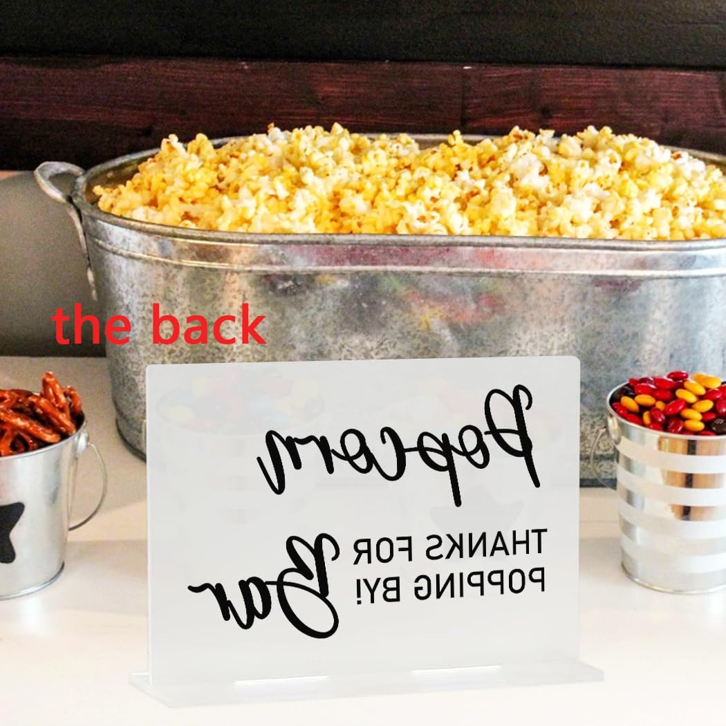 Popcorn Bar Sign, Party Favors Popcorn Table Signs Decor, Birthday Wedding Party Decoration, Halloween Snacks Sign, Christmas Treats Sign, Arylic Office Bar Decorations