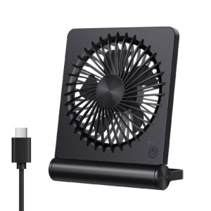 jostry desk fan usb powered with 3 speeds adjustable strong wind, ultra quiet mini personal fan usb-c corded powered,220° tilt folding plug in usb fan