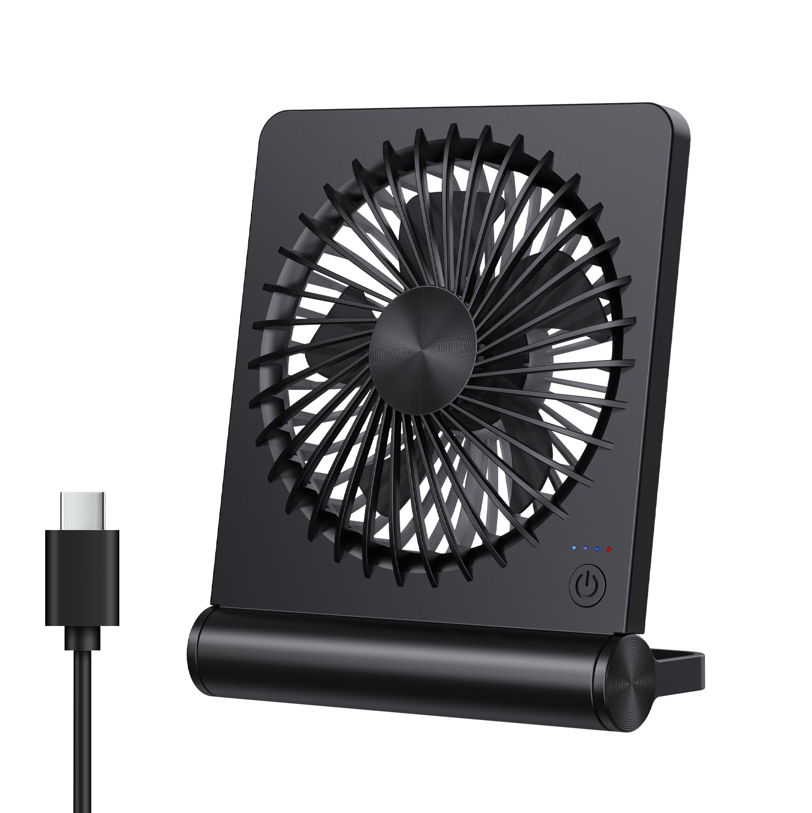 JOSTRY Desk Fan USB Powered with 3 Speeds Adjustable Strong Wind, Ultra Quiet Mini Personal Fan USB-C Corded Powered,220° Tilt Folding Plug In USB Fan