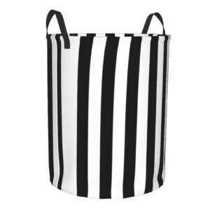 Black And-White Stripes Cartoon Cute Laundry Hamper Circular Laundrys Basket Waterproof Foldable Storage Clothes Bag