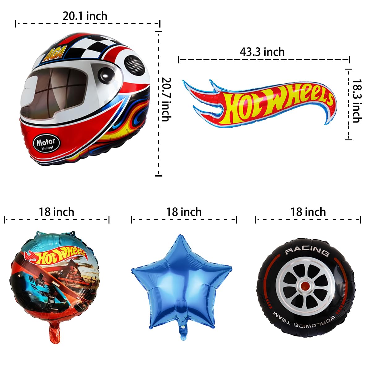 Hot CAR Balloons, Hot Party Supplies, Hot Birthday Decorations, Cars Racer Balloons for Boys and Girls