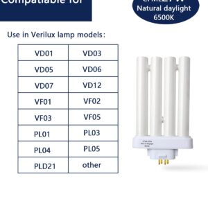 Valoisa CFML27VLX Natural Daylight Spectrum Fluorescent Light Bulb,Replacement for VERILUX CFML27VLX,6500K