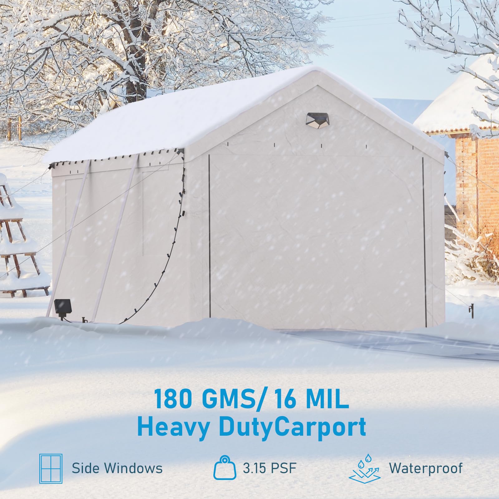 Carport Canopy 10x16 Heavy Duty, Carport Canopy, Portable Car Port Garage, Car Shelter All Weather, White