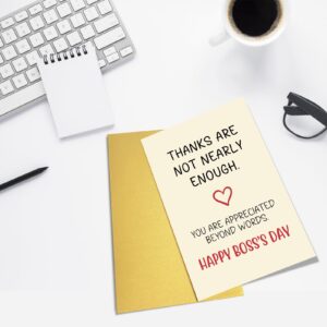 Funny Boss’s Day Card for Men Women, Boss Appreciation Card from Employee, Happy Boss Day Card Gift for Mentor Employer Leader, Thanks Are Not Nearly Enough