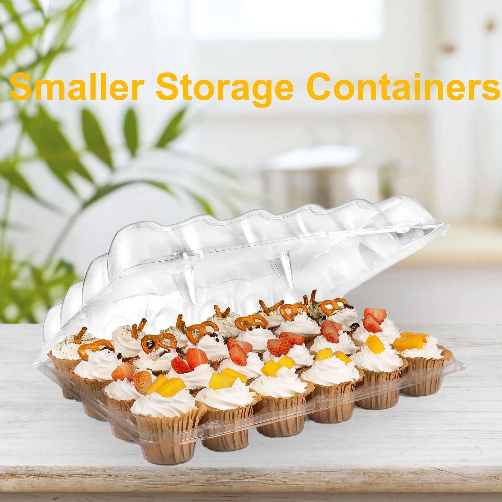 (24 Count x 12 Sets) Cupcake Containers, Clear Plastic Cupcake Holder, Food-Grade Material, Easy Assembly, Convenient Carrying, Ideal for Weddings, Parties, and Gatherings