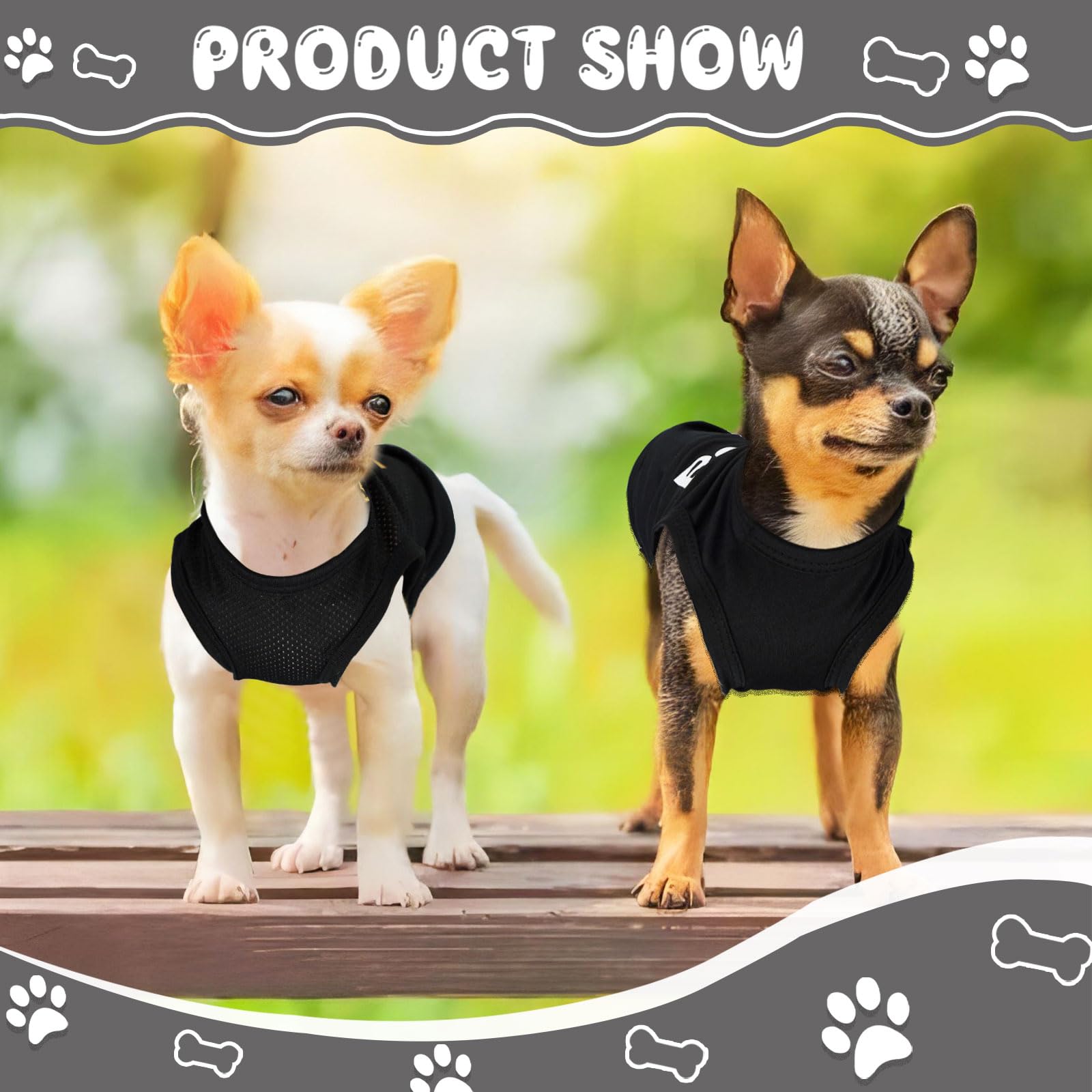 4 Pack Dog Clothes for Small Dogs Black Security Dog Shirt Soft Chihuahua Clothes Cute Male Dog Clothes Pet Clothing for Small Dog Boy Teacup Dog XXS