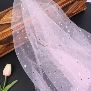 8yards 59" wide glitter tulle fabric star moon sequin tulle fabric for photography props background tutu women dress table skirts diy sewing crafts wedding party backdrop stage decoration-light pink