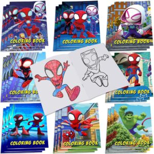 spidey party supplies, 24pcs coloring books for spidey birthday party favors gifts, goodie bag stuffers, classroom rewards, 8 styles