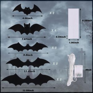 DIYASY Bats Halloween Decoration, Glow in The Dark Bats Wall Decor Large Light up Bats Led 3D Bats Plastic Sticky Bat Cutouts for Outside Home Outdoor Indoor Yard Decorative Decals