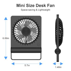 JOSTRY Desk Fan USB Powered with 3 Speeds Adjustable Strong Wind, Ultra Quiet Mini Personal Fan USB-C Corded Powered,220° Tilt Folding Plug In USB Fan