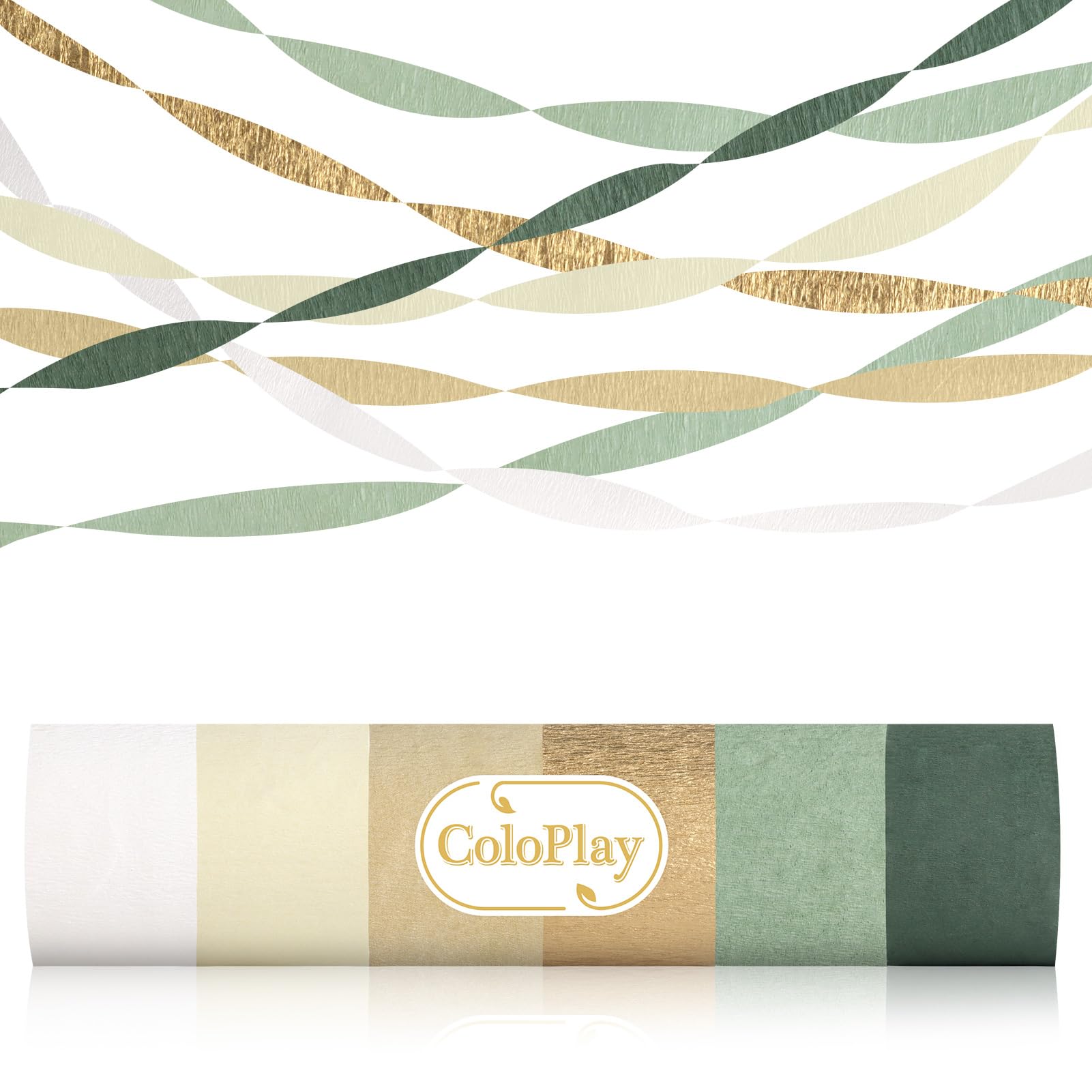 6 Crepe Paper Streamers Rolls, Olive Green Khaki Crepe Paper Streamers for Wedding Decorations, Birthday Decorations, Bridal/Baby Shower Decorations, Party Streamers (1.8 Inch x 82 Ft/Roll)