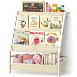 kids bookshelf with chalkboard,book shelf for kids rooms,nursery book shelves for toddler baby,montessori bookshelf and toy storage,book storage organizer,book display rack for playroom classroom