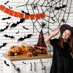 150 Pcs Bat Halloween Decorations: Magicsky 3D PVC Stickers Bat Wall Decor, DIY Black Window Party Home Room Décor Supplies, 140 Bats and 10 Spiders with Foam Tape