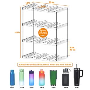 Yieach 4 PCS Stackable Water Bottle Organizer for Cabinet,4.7" W X5.3"H Great for Stanley Yeti Bottle and Other Tumbler Organizer for Kitchen Cabinets,Clear Stackable Water Bottle Holder and Wine Rack