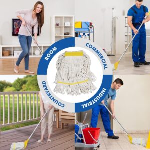 KULED Heavy Duty Industrial Mop, Commercial Mop with Long Handle, Cotton Mop with 2 Mop Heads, Looped-End String Wet Mops for Floor Cleaning, Workshop, Warehouse, Home and Garage