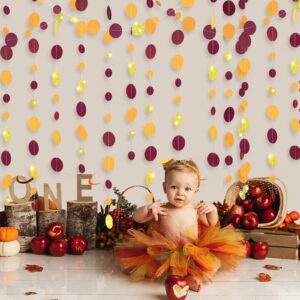 Fall Birthday Party Decorations/Fall Bridal Shower Decorations Thanksgiving Party Decorations Burgundy Orange Gold Circle Paper Garlands/Fall Party Decorations