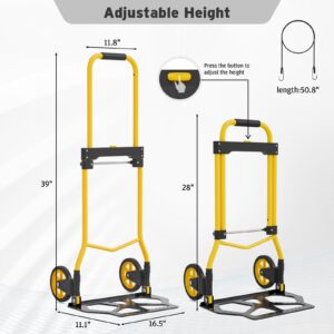 Oarlike Hand Truck, 220 lbs Capacity Dolly Cart with Silent Wheels, Industrial Folding Dolly for Moving, Transport in Warehouse, Supermarket, Garden, Home