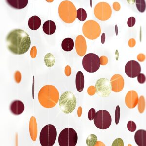 Fall Birthday Party Decorations/Fall Bridal Shower Decorations Thanksgiving Party Decorations Burgundy Orange Gold Circle Paper Garlands/Fall Party Decorations