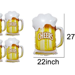 4PCS Beer Cup Balloons Foil Aluminum Beer Mug Cheers Balloon Birthday Party Decorations Bridal Shower Wedding Themed Party Supplies for Woman Man