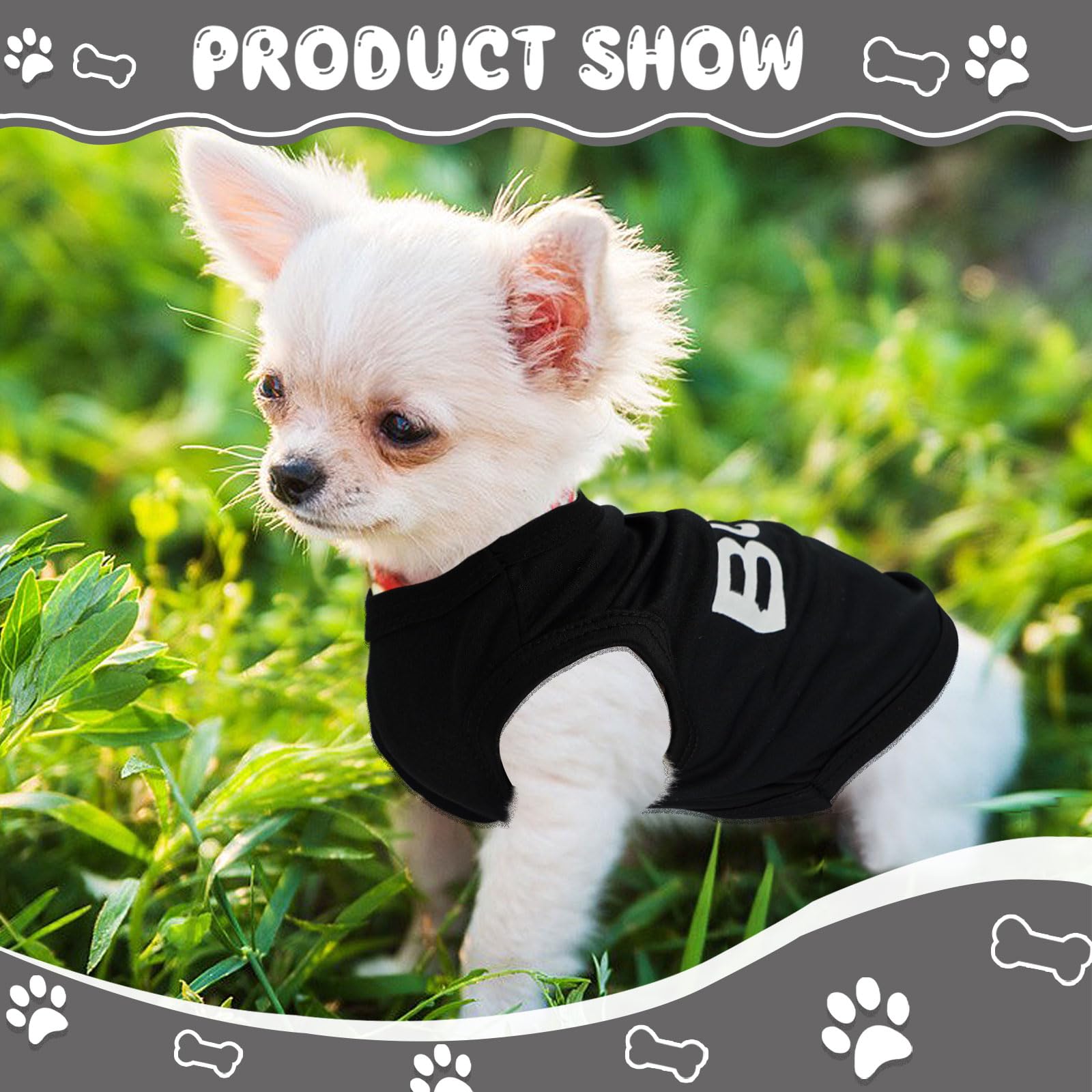 4 Pack Dog Clothes for Small Dogs Black Security Dog Shirt Soft Chihuahua Clothes Cute Male Dog Clothes Pet Clothing for Small Dog Boy Teacup Dog XXS