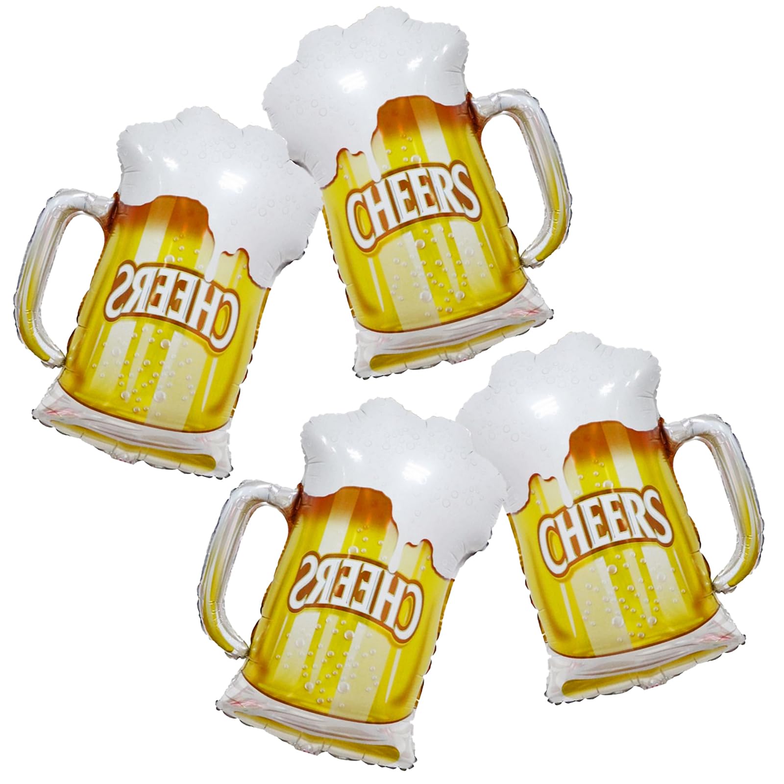 4PCS Beer Cup Balloons Foil Aluminum Beer Mug Cheers Balloon Birthday Party Decorations Bridal Shower Wedding Themed Party Supplies for Woman Man