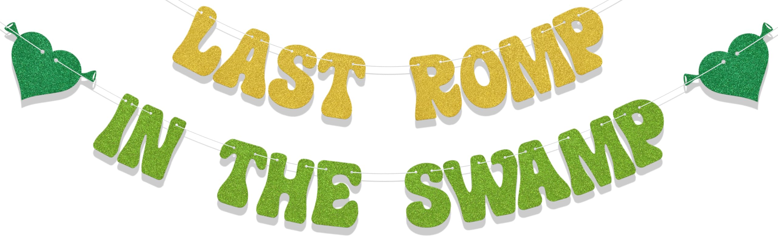 Last Romp in The Swamp Banner,Swamp Theme Party Decor,Bachelorette Party Decorations,Funny Swamp Bridal Shower Party Decor Supplies Gold & Green