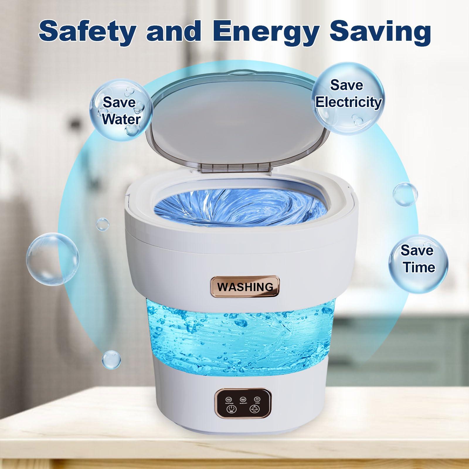 Portable Washing Machine, 15L Large Capacity New Model, Mini Washing Machine with Spin Dryer, Small Foldable Laundry Washer for Travel, Dorm, Capming, Apartment, Socks, Underwear, Baby Clothes, Grey