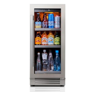 ca'lefort 15 inch beverage refrigerator, 100 can beverage fridge 34°f -54°f, drink fridge glass door 3 led drink fridge built in or freestanding for home/kitchen(3.0 cu.ft)