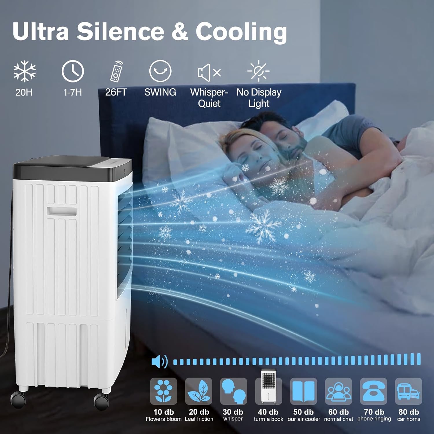 Air Conditioners, 2024 Upgraded Portable Air Conditioner with 3 Gal Water Tank, Air Conditioner Portable for Room with 6 Ice Box, 3-in-1 Super Wind Quiet Swamp Cooler, AC for Room/Bedroom/Garage75