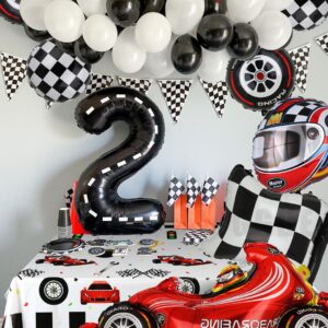 Race Car Balloons Tire Balloon Chequered Flag Balloons Helmet Balloons Baby Shower Kids Two Fast Speedy Race Car Themed Birthday Party Decor Supplies 10 Pcs Kit