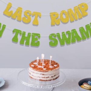 Last Romp in The Swamp Banner,Swamp Theme Party Decor,Bachelorette Party Decorations,Funny Swamp Bridal Shower Party Decor Supplies Gold & Green