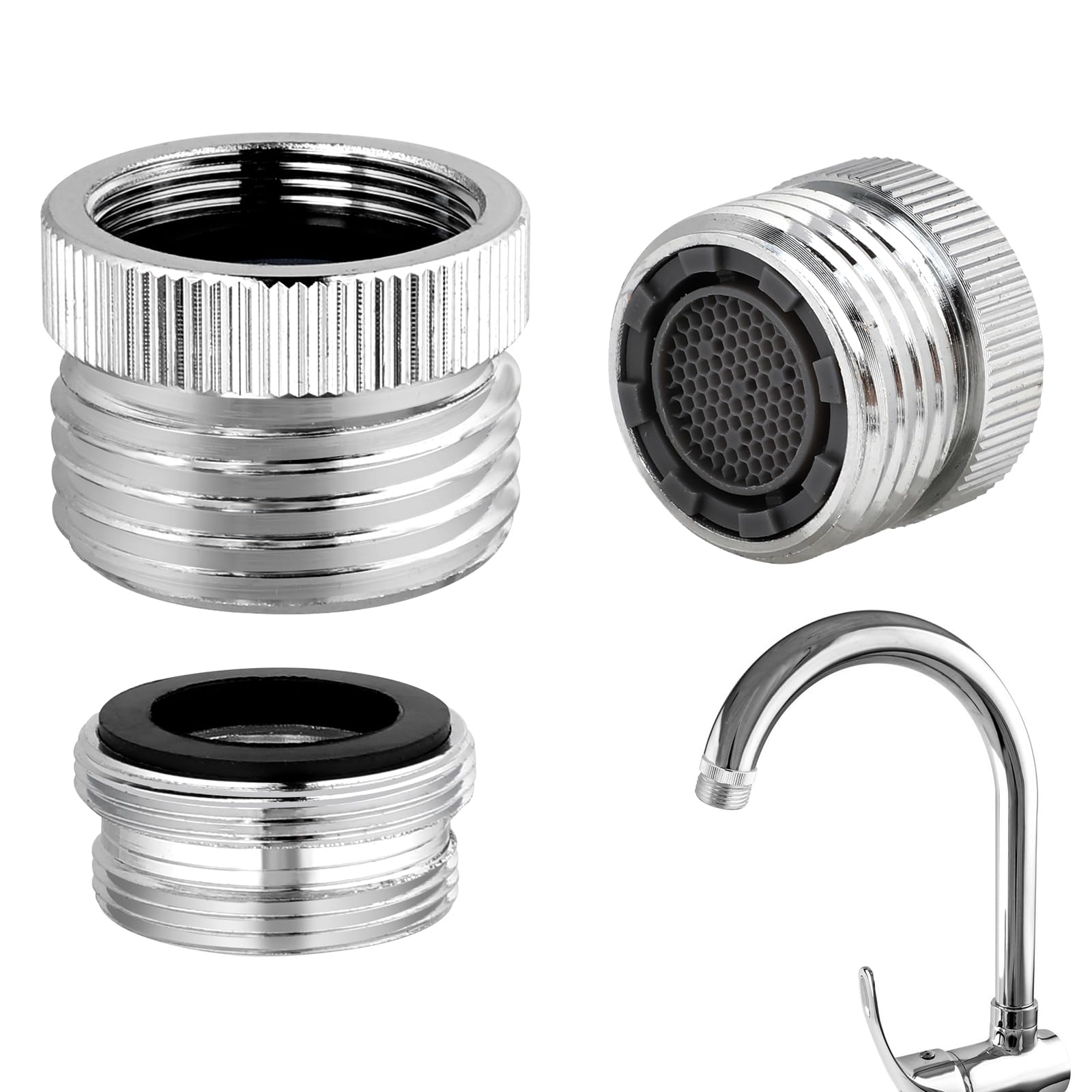 Faucet Adapter With Aerator,Faucet To Hose Adapter,Faucet Adapter For Garden Hose Connection Via Diverter 3/4" Ght Thread Chrome